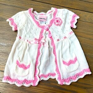 Little Lass 12mo girls Lace and bow detailed Sweater cardigan